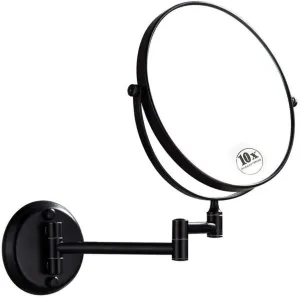 inBEKEA 8 Inch Wall Mounted Makeup Mirror 1X/10X Magnifying, Double Sided 360° Swivel Extendable Shaving Cosmetic Mirror Round Vanity Mirror for Bathroom Hotels, Black