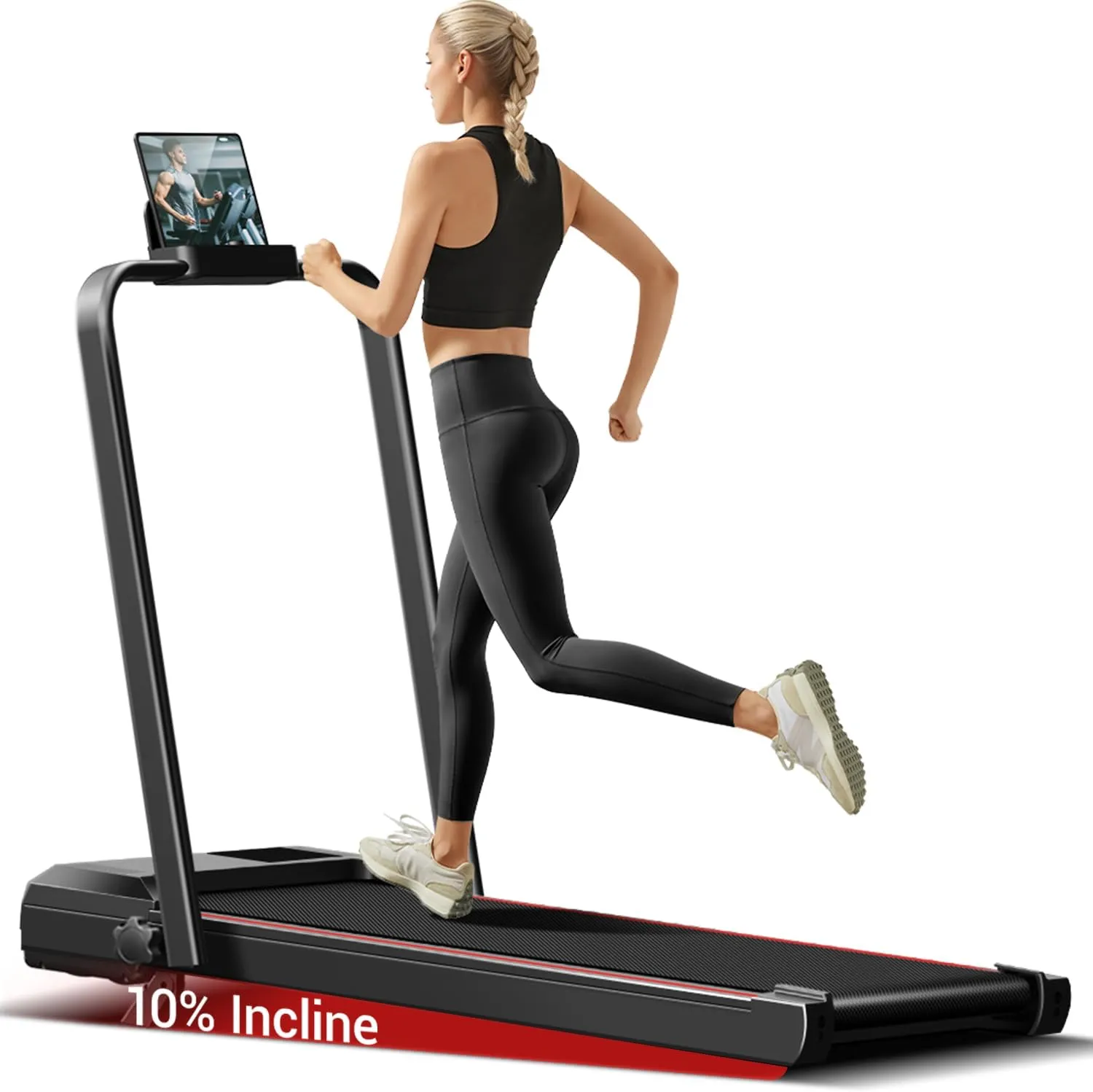 Incline Walking Pad Treadmill for Home and Office, Treadmill with Incline, Under Desk Treadmills with 2.5 HP Quiet Brushless, 265 LBS Capacity