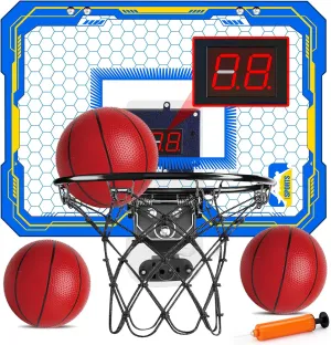 Indoor Basketball Hoop for Kids, Over The Door Basketball Hoops Mini Hoop with Electronic Scoreboard & 3 Balls Basketball Accessories Toys Gifts for 5 6 7 8 9 10 11 12 Year Old Boys Girls Birthday