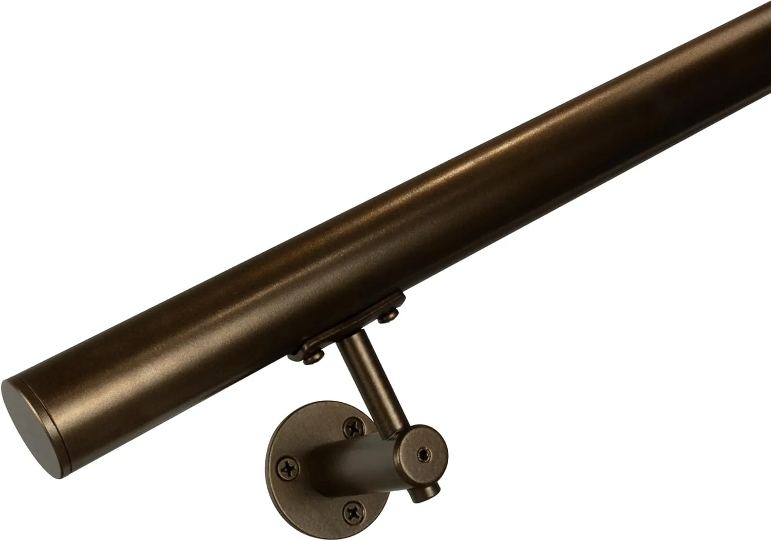 Industrial Aluminum 1.5 Inch Round Complete Indoor/Outdoor Straight Handrail Grab Bar Kit (Bronze, 10 Foot Handrail)