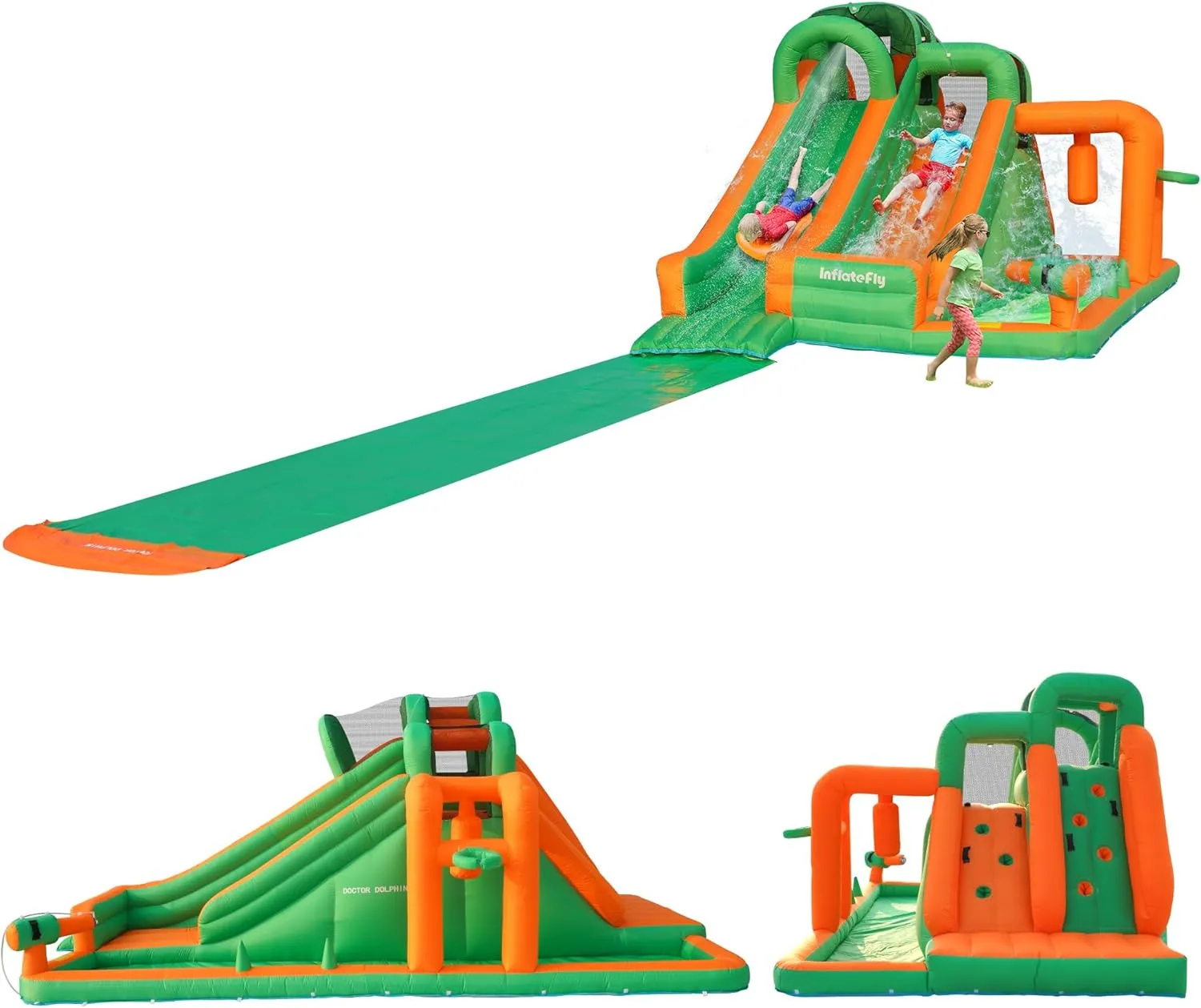 Inflatable Bounce House for Kids, Large Playhouse Castle with Slip and Slide, Water Sprays, Ball Pit Pool, Climbing Wall, Two Water Slide for Kids and Toddlers