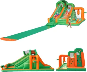 Inflatable Bounce House for Kids, Large Playhouse Castle with Slip and Slide, Water Sprays, Ball Pit Pool, Climbing Wall, Two Water Slide for Kids and Toddlers