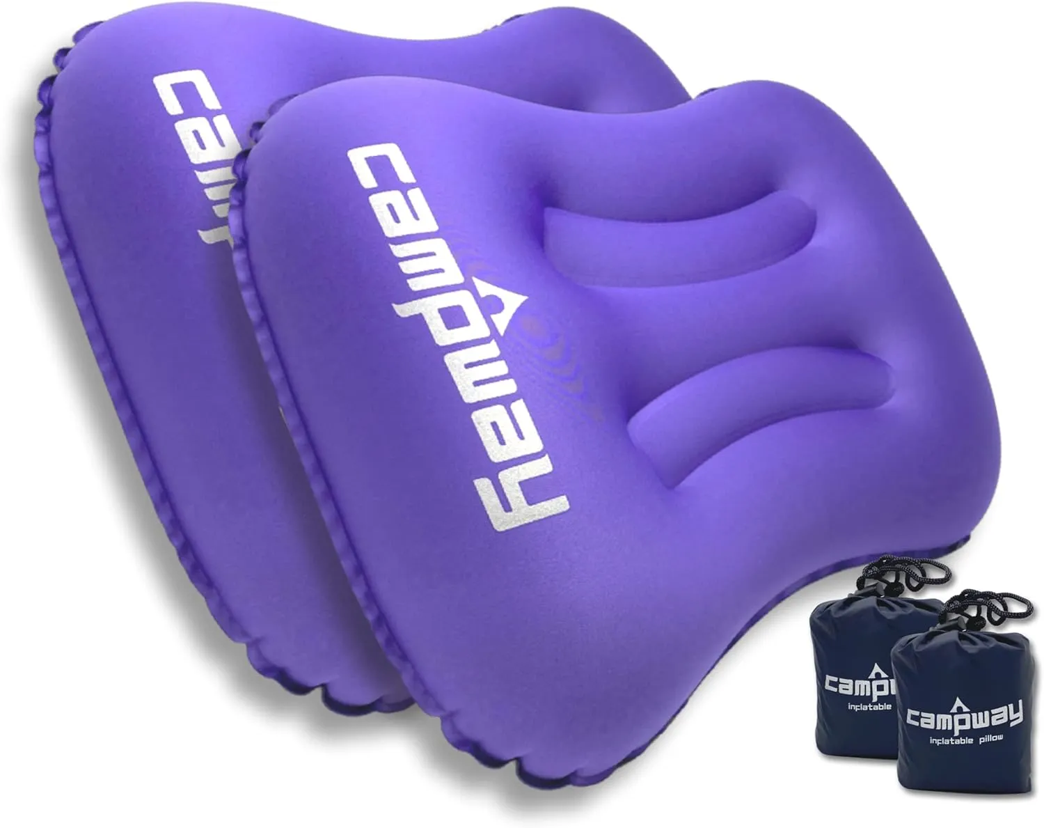 Inflatable Camping and Travel Pillows with Travel Bag- Water-Resistant-Compressible Air Pillow for Neck and Back Support-Packable Pillow for Camping-Hiking and Backpacking-Pack of 2-Purple