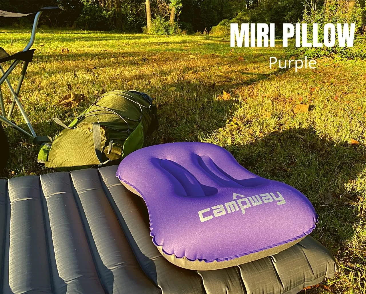 Inflatable Camping and Travel Pillows with Travel Bag- Water-Resistant-Compressible Air Pillow for Neck and Back Support-Packable Pillow for Camping-Hiking and Backpacking-Pack of 2-Purple