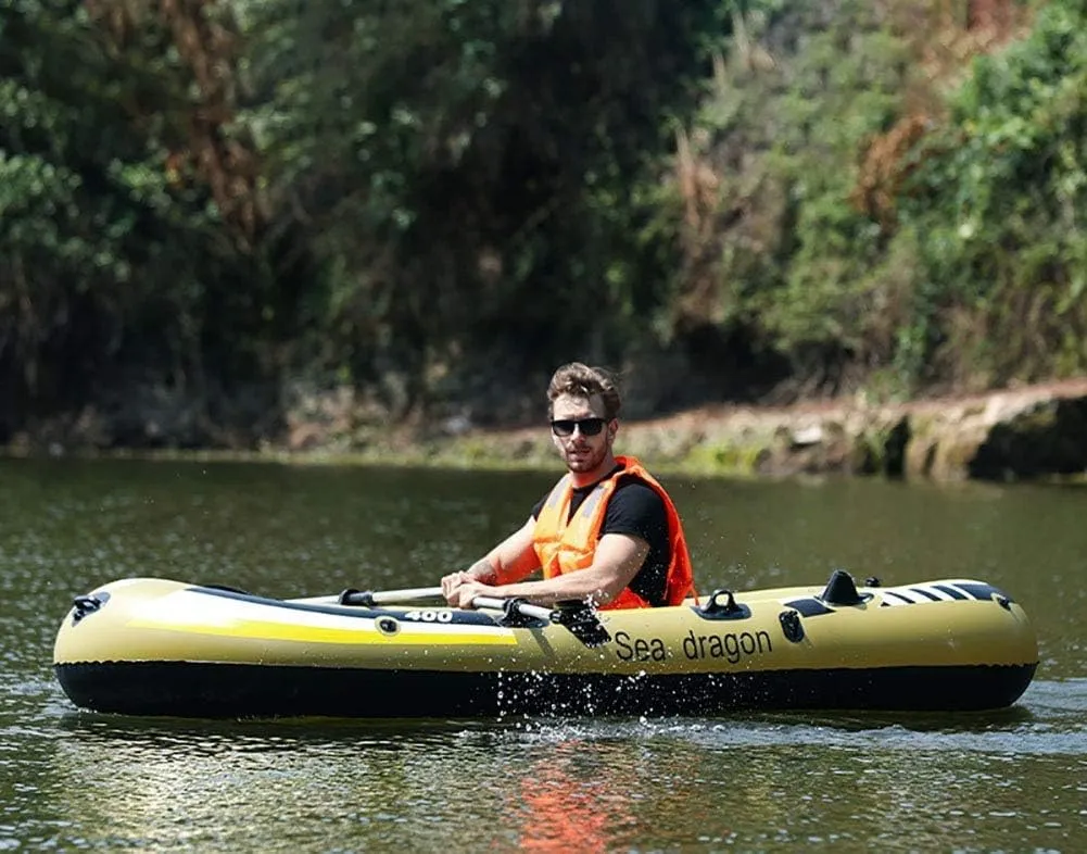 Inflatable Kayak, Foldable Inflatable Boat for 2 People, Unisex, with Paddle and Air Pump, Rafting Fishing Dinghy,002