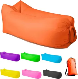 Inflatable Lounger Air Sofa Hammock, Inflatable Couch for Camping, Perfect for Beach Chair Waterproof Anti-Air Leaking Pouch Couch Air Chair for Outdoor, Beach, Hiking…
