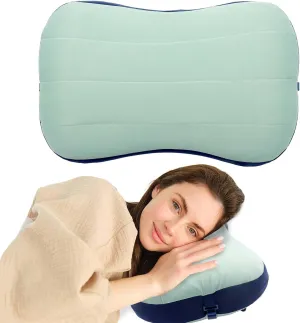 Inflatable Pillow, Portable Inflatable Neck Pillow, Ergonomic Inflating Pillows for Neck & Lumbar Support, Travel Air Pillows for Camping, Office, Hiking, Backpacking, Home