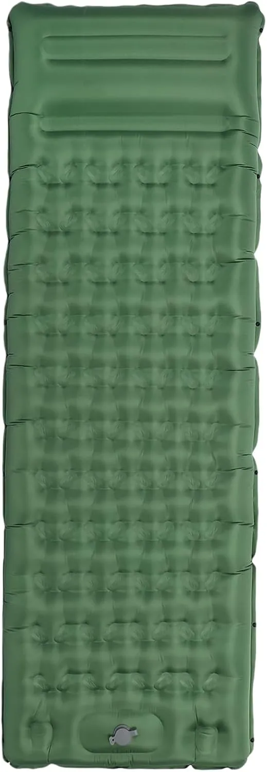 Inflatable Sleeping Pad, 40D Composite TPU Portable Easy to Inflate and Storage Foldable Air Bed with Foot Pump Valve Internal Reinforcement Strap, for Camping Backpacking
