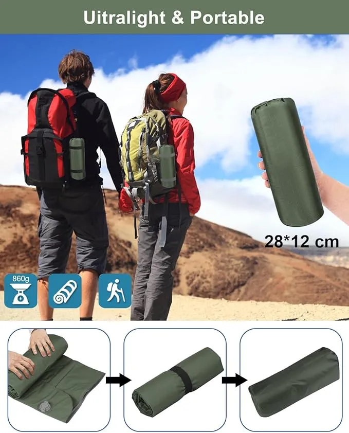 Inflatable Sleeping Pad for Camping, Extra Thick 3.9 Inch Self Inflating Camping Pad with Built-in Foot Pump & Pillow, Ultralight Compact Camping Sleeping Mat for Backpacking Camping Hiking