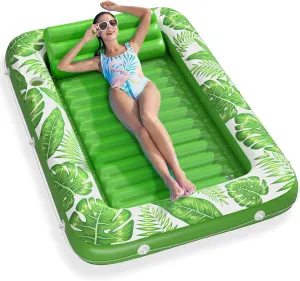 Inflatable Tanning Pool Lounger Float - Jasonwell 4 in 1 Sun Tan Tub Sunbathing Pool Lounge Raft Floatie Toys Water Filled Tanning Bed Mat Pad for Adult Blow Up Kiddie Pool Kids Ball Pit Pool