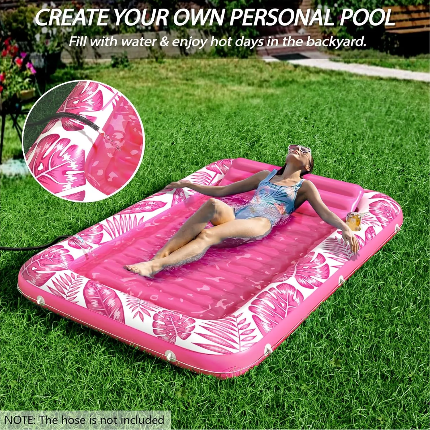 Inflatable Tanning Pool Lounger Float - Jasonwell 4 in 1 Sun Tan Tub Sunbathing Pool Lounge Raft Floatie Toys Water Filled Tanning Bed Mat Pad for Adult Blow Up Kiddie Pool Kids Ball Pit Pool