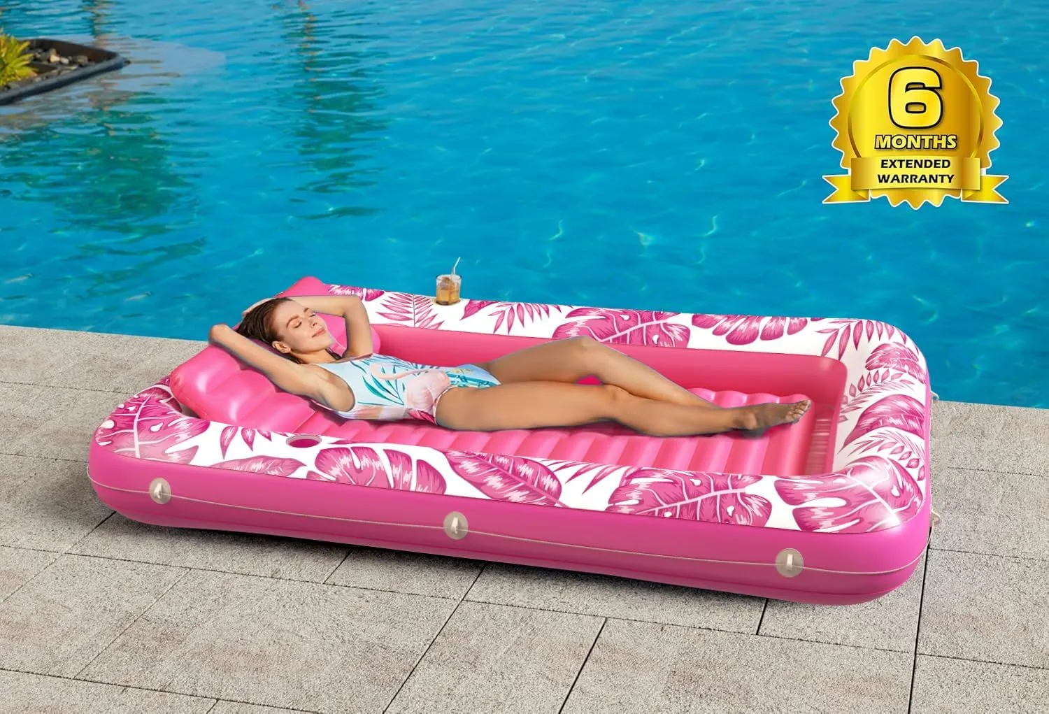 Inflatable Tanning Pool Lounger Float - Jasonwell 4 in 1 Sun Tan Tub Sunbathing Pool Lounge Raft Floatie Toys Water Filled Tanning Bed Mat Pad for Adult Blow Up Kiddie Pool Kids Ball Pit Pool