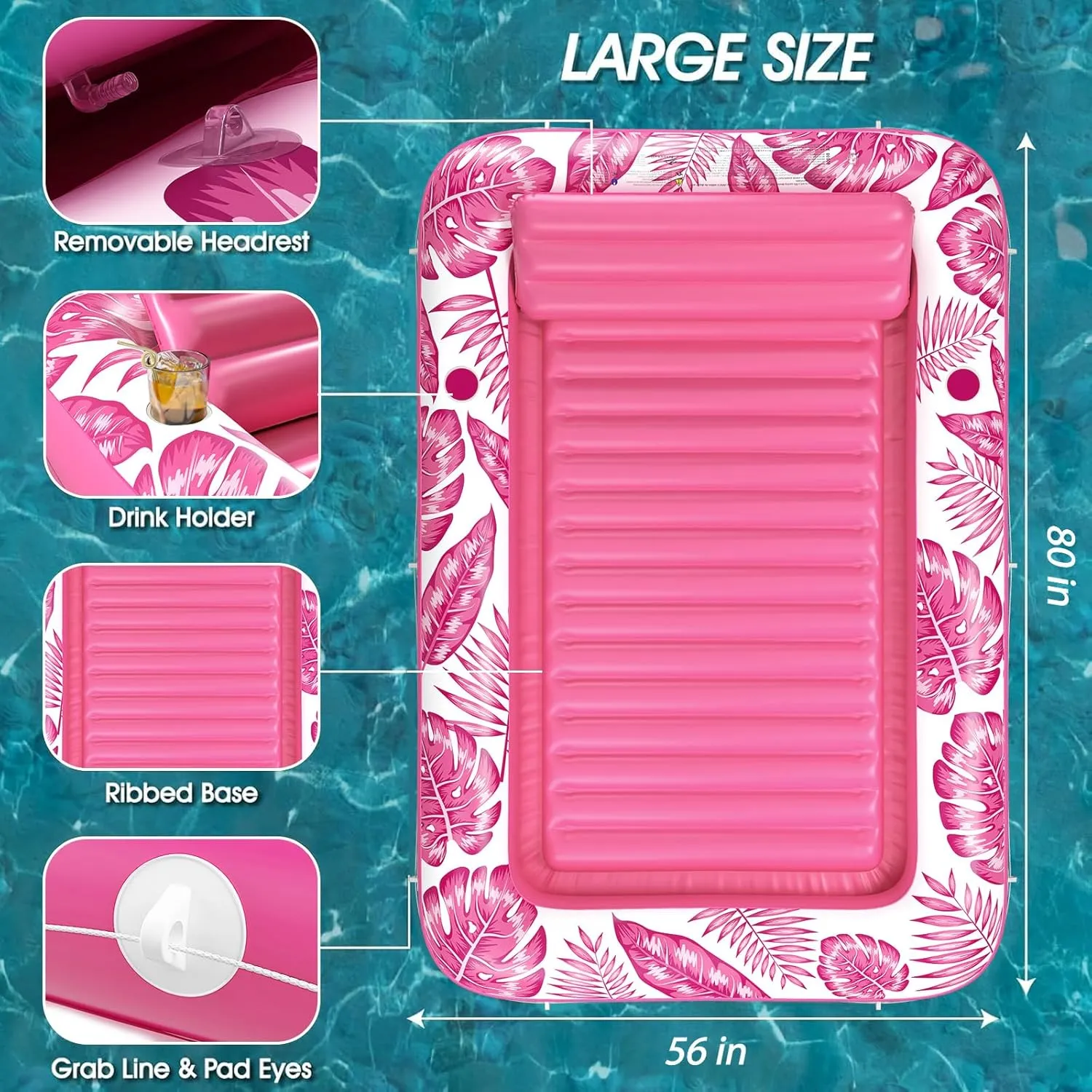 Inflatable Tanning Pool Lounger Float - Jasonwell 4 in 1 Sun Tan Tub Sunbathing Pool Lounge Raft Floatie Toys Water Filled Tanning Bed Mat Pad for Adult Blow Up Kiddie Pool Kids Ball Pit Pool