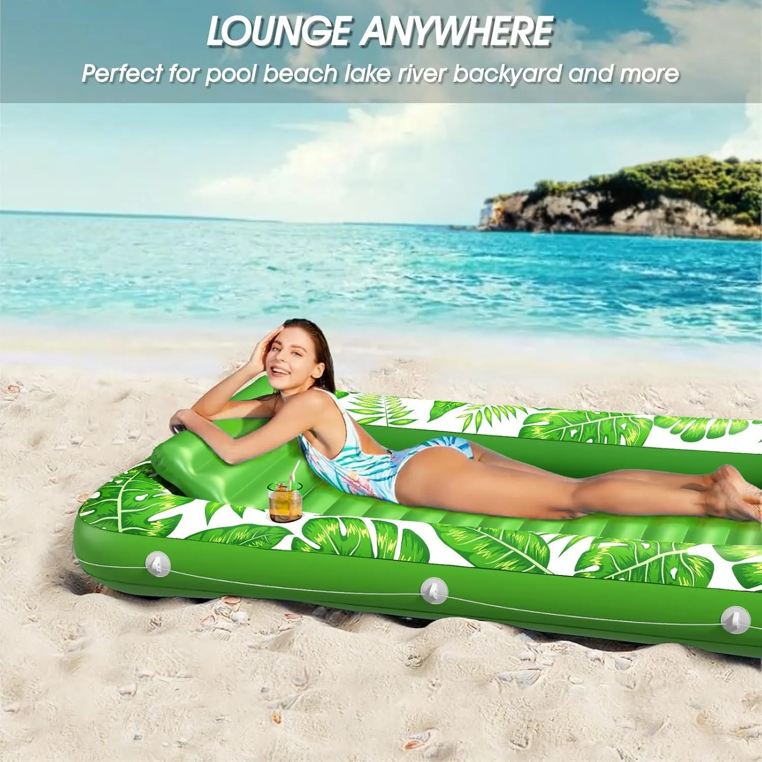 Inflatable Tanning Pool Lounger Float - Jasonwell 4 in 1 Sun Tan Tub Sunbathing Pool Lounge Raft Floatie Toys Water Filled Tanning Bed Mat Pad for Adult Blow Up Kiddie Pool Kids Ball Pit Pool