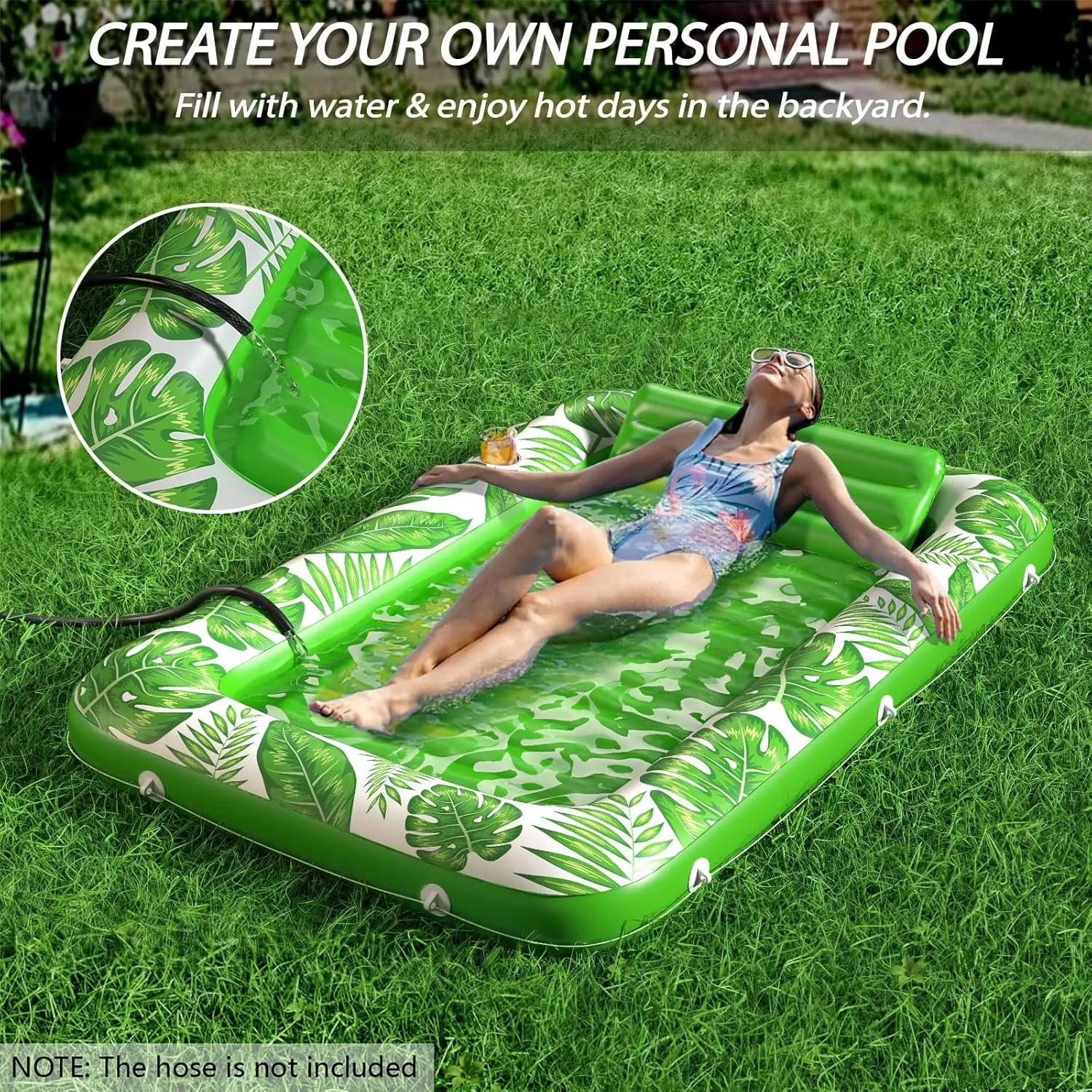 Inflatable Tanning Pool Lounger Float - Jasonwell 4 in 1 Sun Tan Tub Sunbathing Pool Lounge Raft Floatie Toys Water Filled Tanning Bed Mat Pad for Adult Blow Up Kiddie Pool Kids Ball Pit Pool