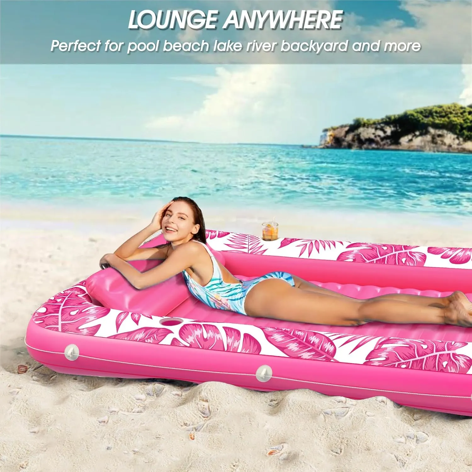 Inflatable Tanning Pool Lounger Float - Jasonwell 4 in 1 Sun Tan Tub Sunbathing Pool Lounge Raft Floatie Toys Water Filled Tanning Bed Mat Pad for Adult Blow Up Kiddie Pool Kids Ball Pit Pool
