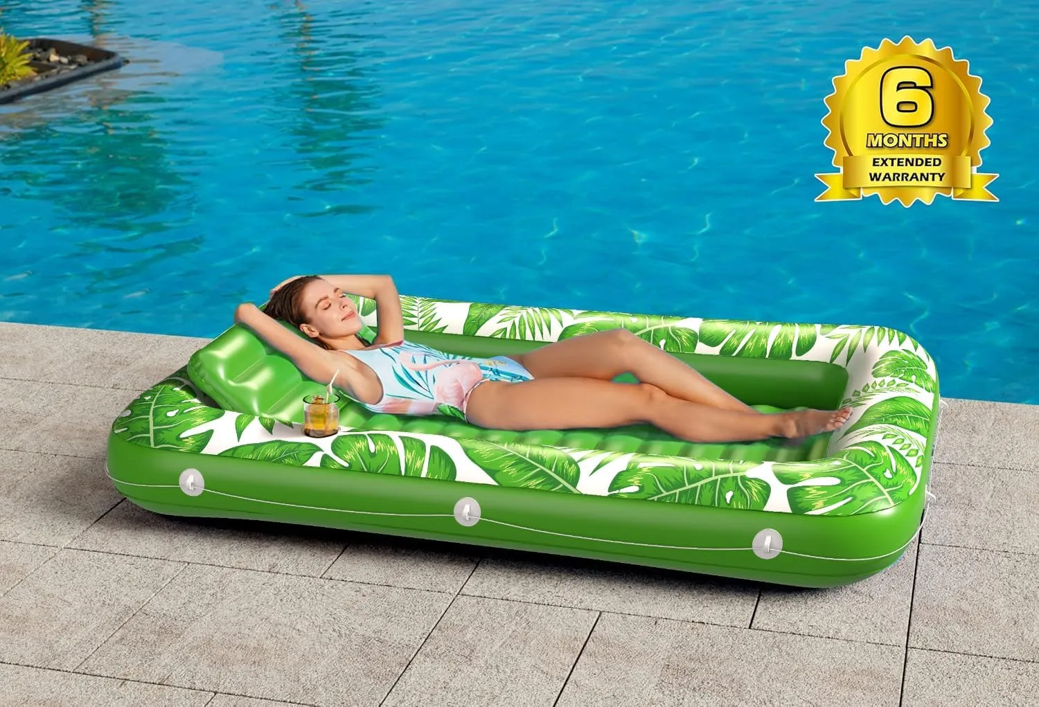Inflatable Tanning Pool Lounger Float - Jasonwell 4 in 1 Sun Tan Tub Sunbathing Pool Lounge Raft Floatie Toys Water Filled Tanning Bed Mat Pad for Adult Blow Up Kiddie Pool Kids Ball Pit Pool