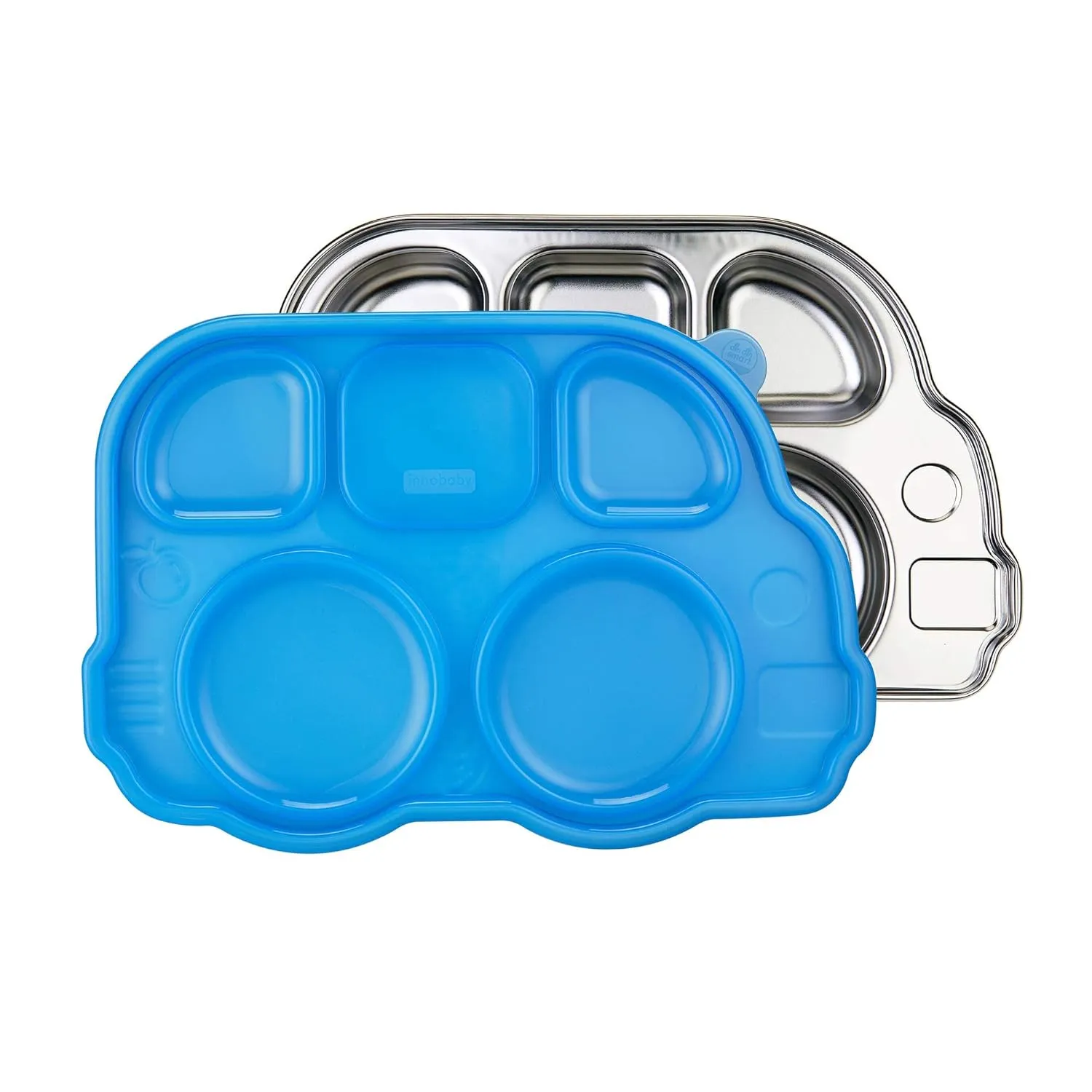 Innobaby Din Din Smart Stainless Divided Platter with Sectional Lid, Blue …