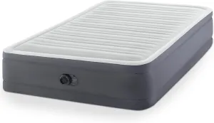 Intex PremAire I Fiber-Tech Elevated Dura Beam Lightweight Inflatable Home Pillowtop Airbed Mattress Electric Built-in Pump Portable Carry Bag, Queen