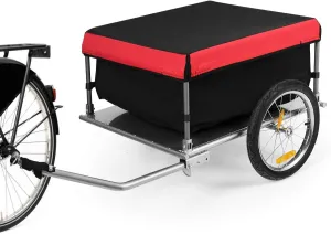 IRONMAX Bike Cargo Trailer, Folding Wagon Cart with 16'' Wheels & Waterproof Cover, Heavy Duty Bicycle Trailer Cargo Carrier w/Hitch, Bike Storage Cart for Hauling Groceries, Luggage, Tools