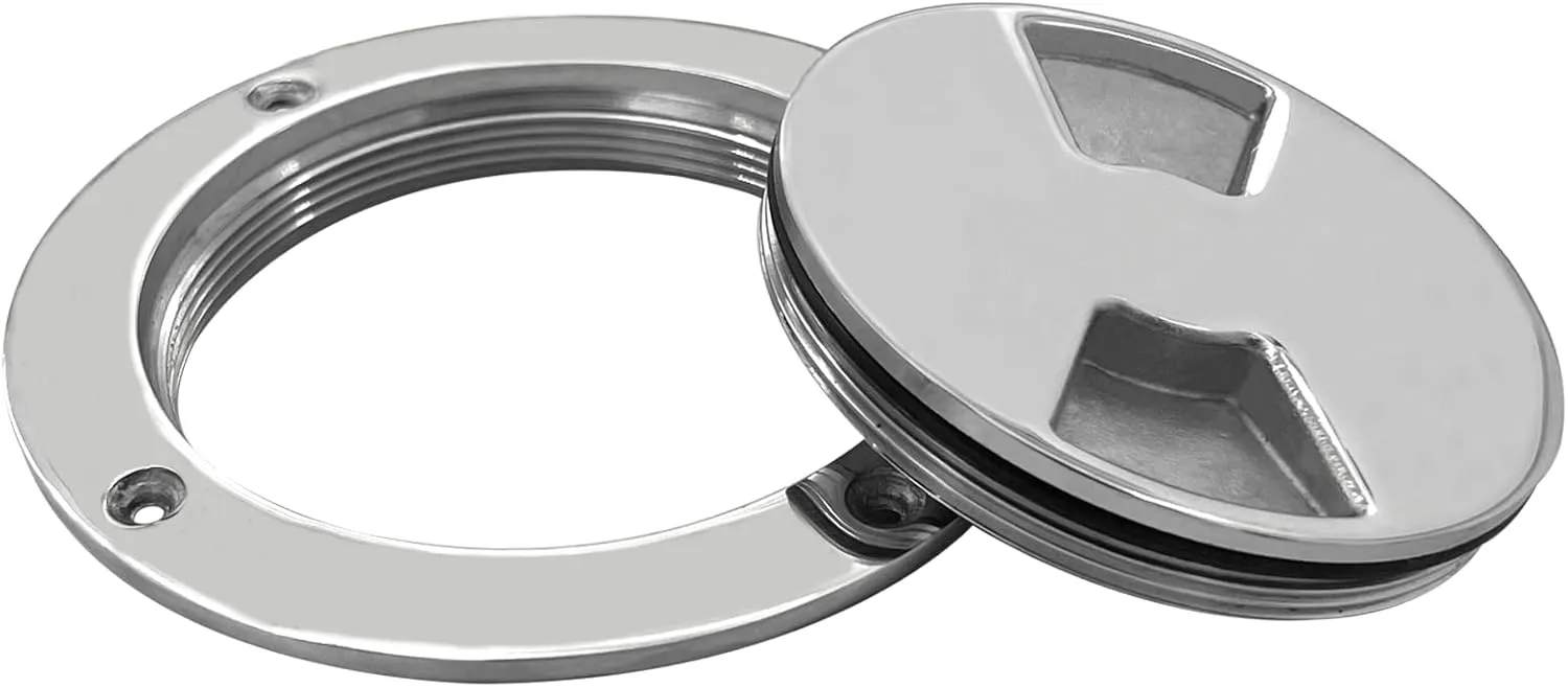 ISURE MARINE 4 inch Hatch 316 Stainless Steel Round Non Slip Inspection Hatch Deck Plate with Detachable Cover for Marine Boat Yacht