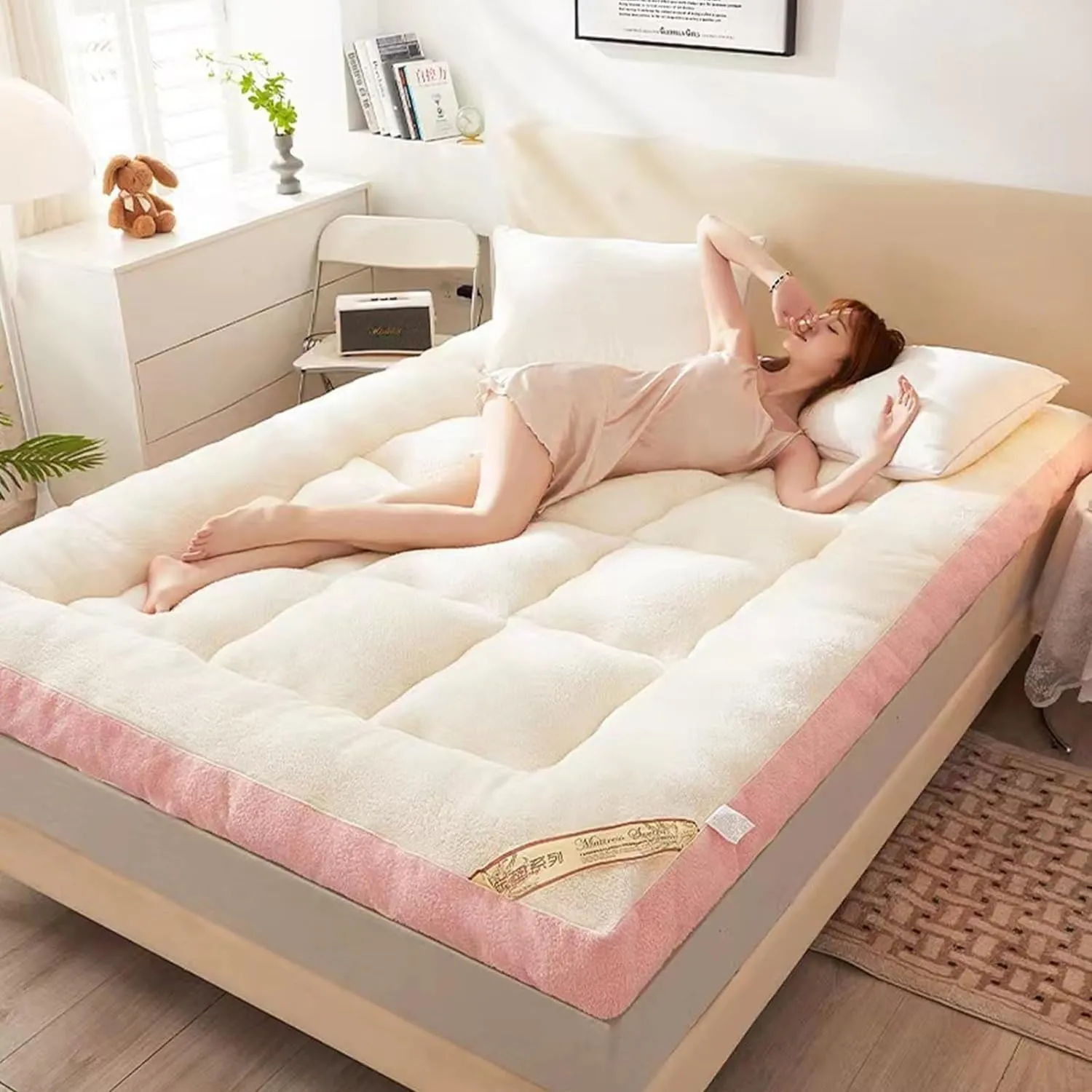 Japanese Floor Futon Mattress, Full Size Extra Thick Portable Foldable Mattress Breathable Guest Mattress (Size : 79"x87"x4"/200x220x10cm)