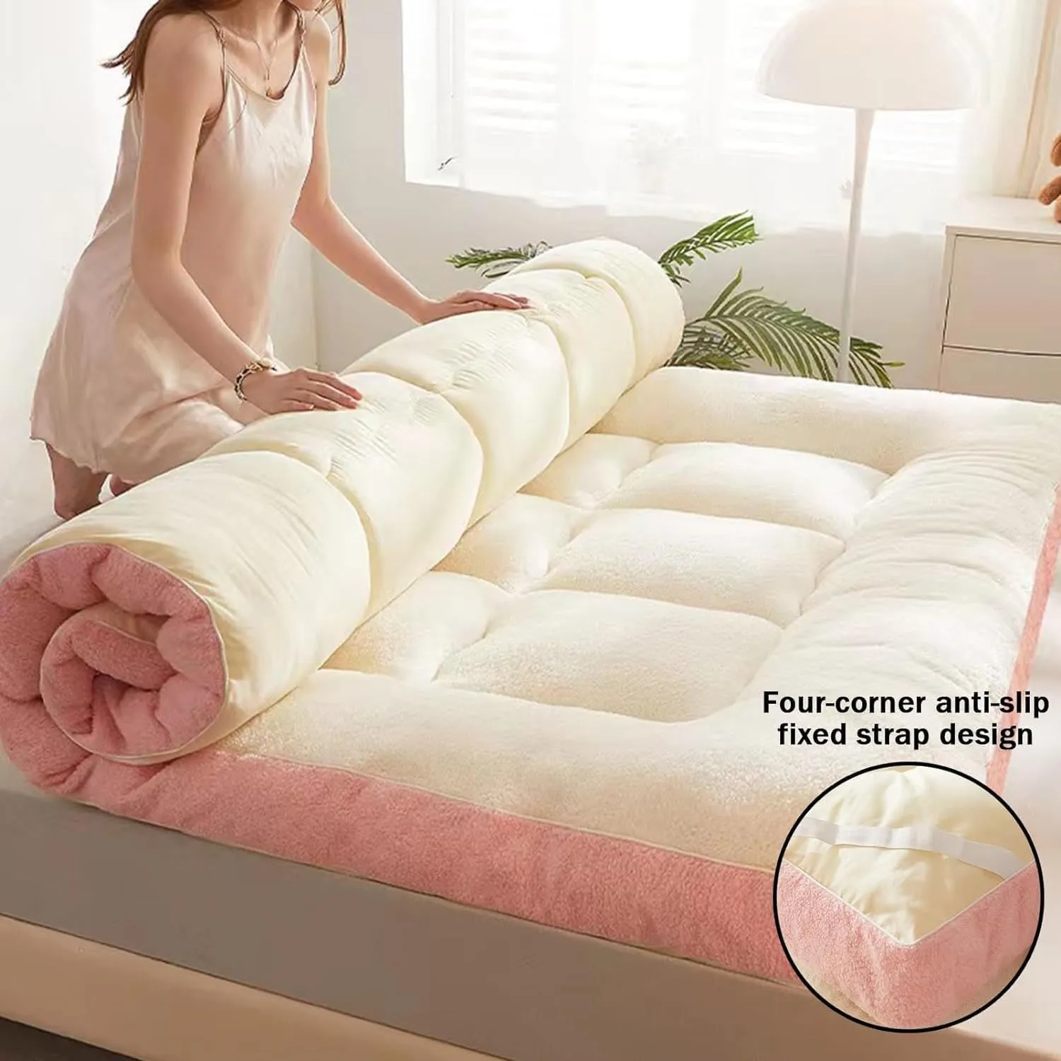 Japanese Floor Futon Mattress, Full Size Extra Thick Portable Foldable Mattress Breathable Guest Mattress (Size : 79"x87"x4"/200x220x10cm)