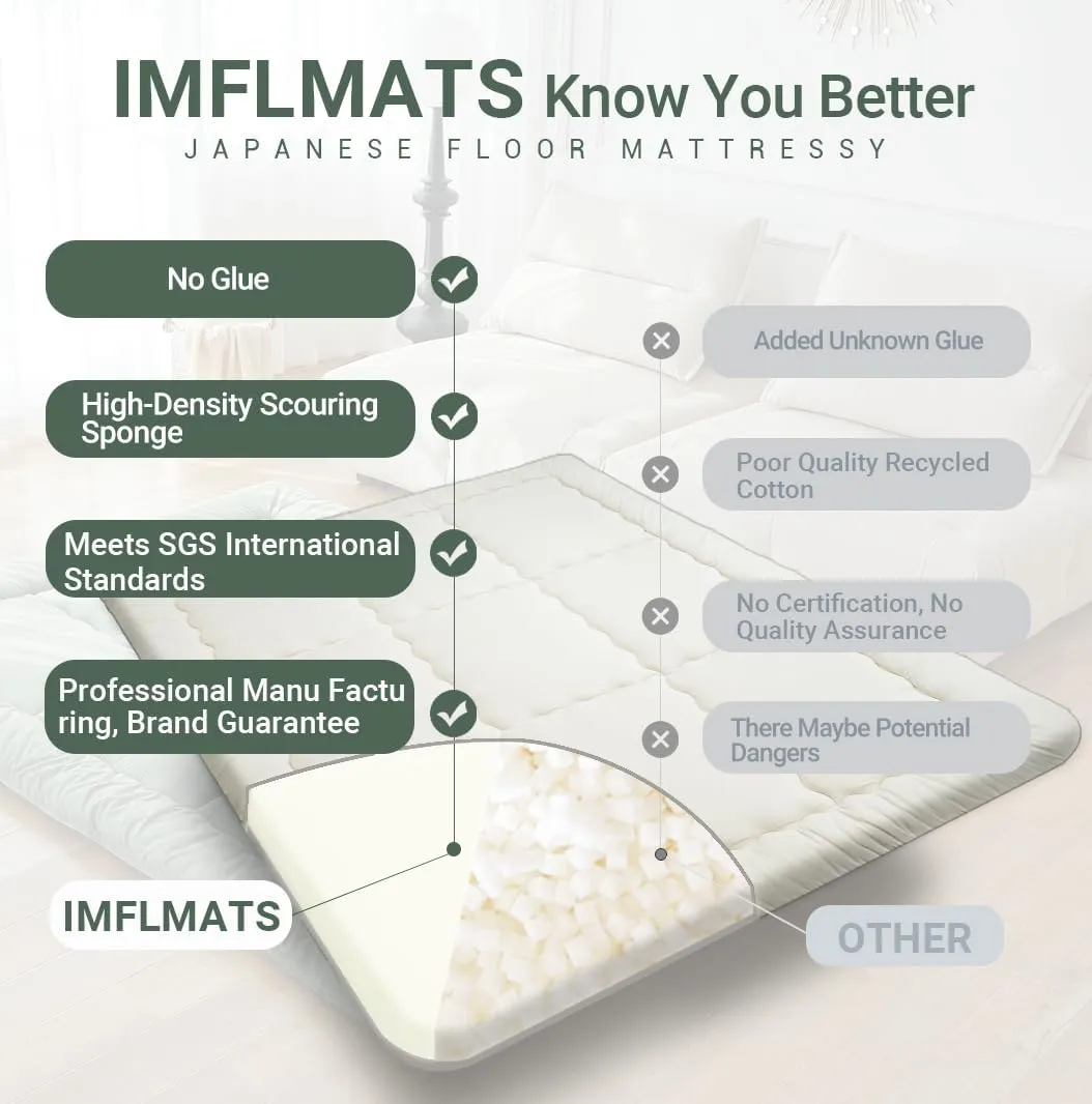 Japanese Floor Mattress Futon Mattress Twin Size (39"x80") Foldable Tatami Mattress Portable Roll Up Sleeping Pad for Adults,Guest Bed,Dormitory,Camping,Beige A