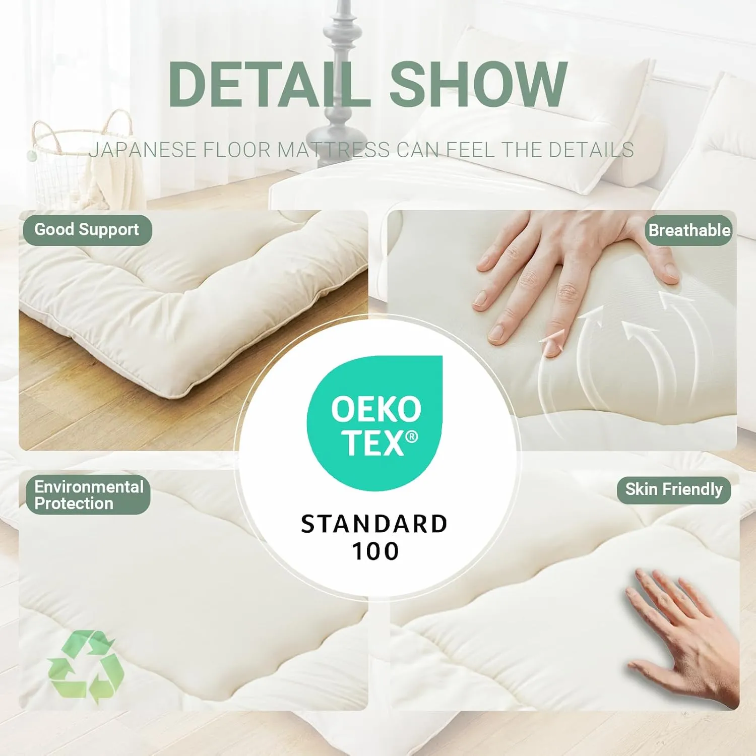 Japanese Floor Mattress Futon Mattress Twin Size (39"x80") Foldable Tatami Mattress Portable Roll Up Sleeping Pad for Adults,Guest Bed,Dormitory,Camping,Beige A