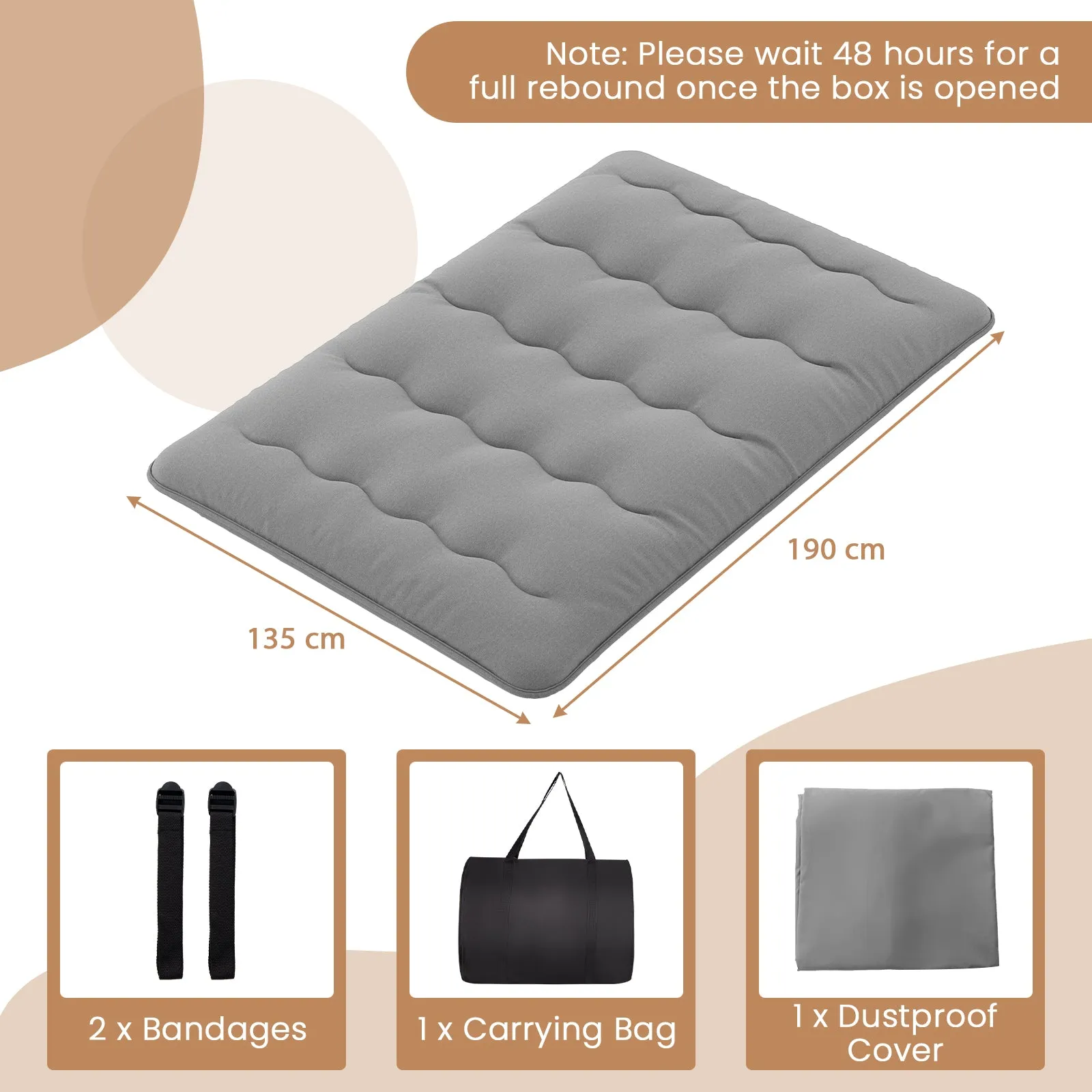 Japanese Floor Mattress with Washable Cover and Carry Bag