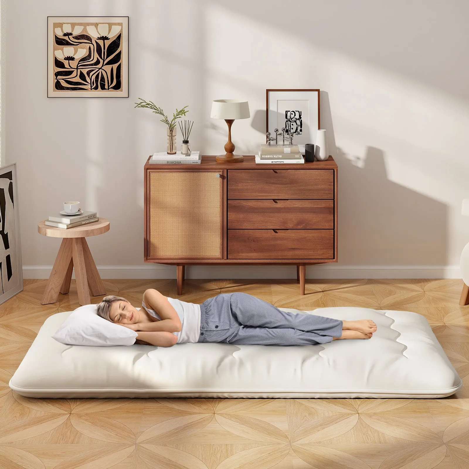 Japanese Floor Mattress with Washable Cover and Carry Bag