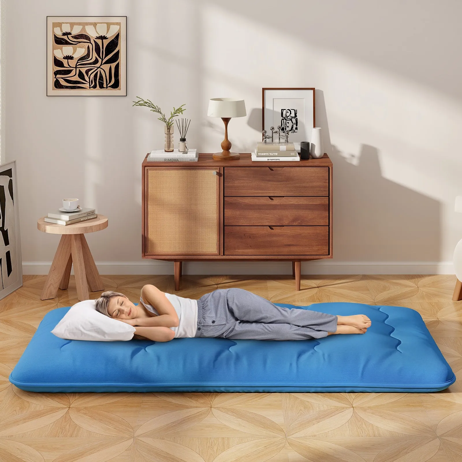 Japanese Floor Mattress with Washable Cover and Carry Bag