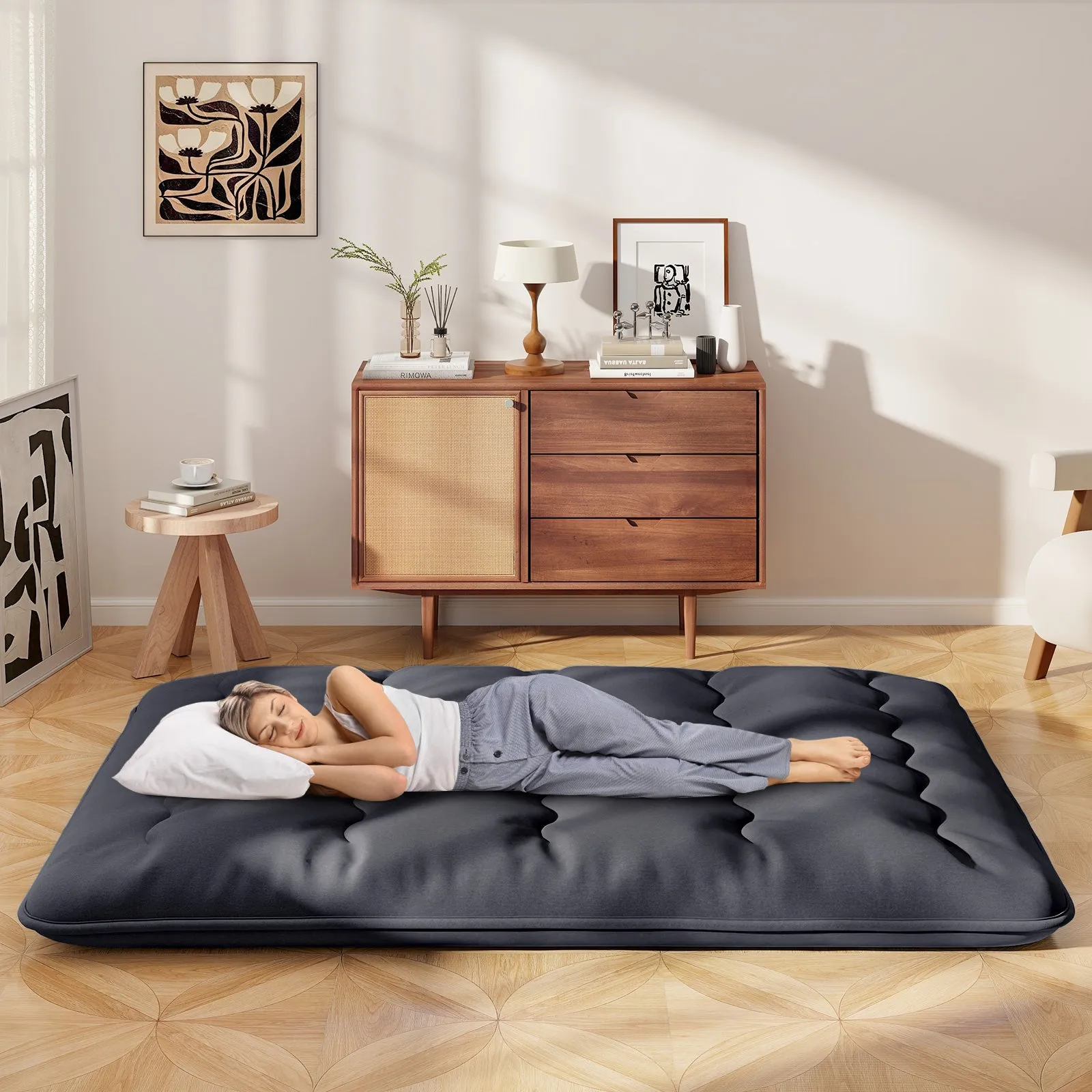 Japanese Floor Mattress with Washable Cover and Carry Bag