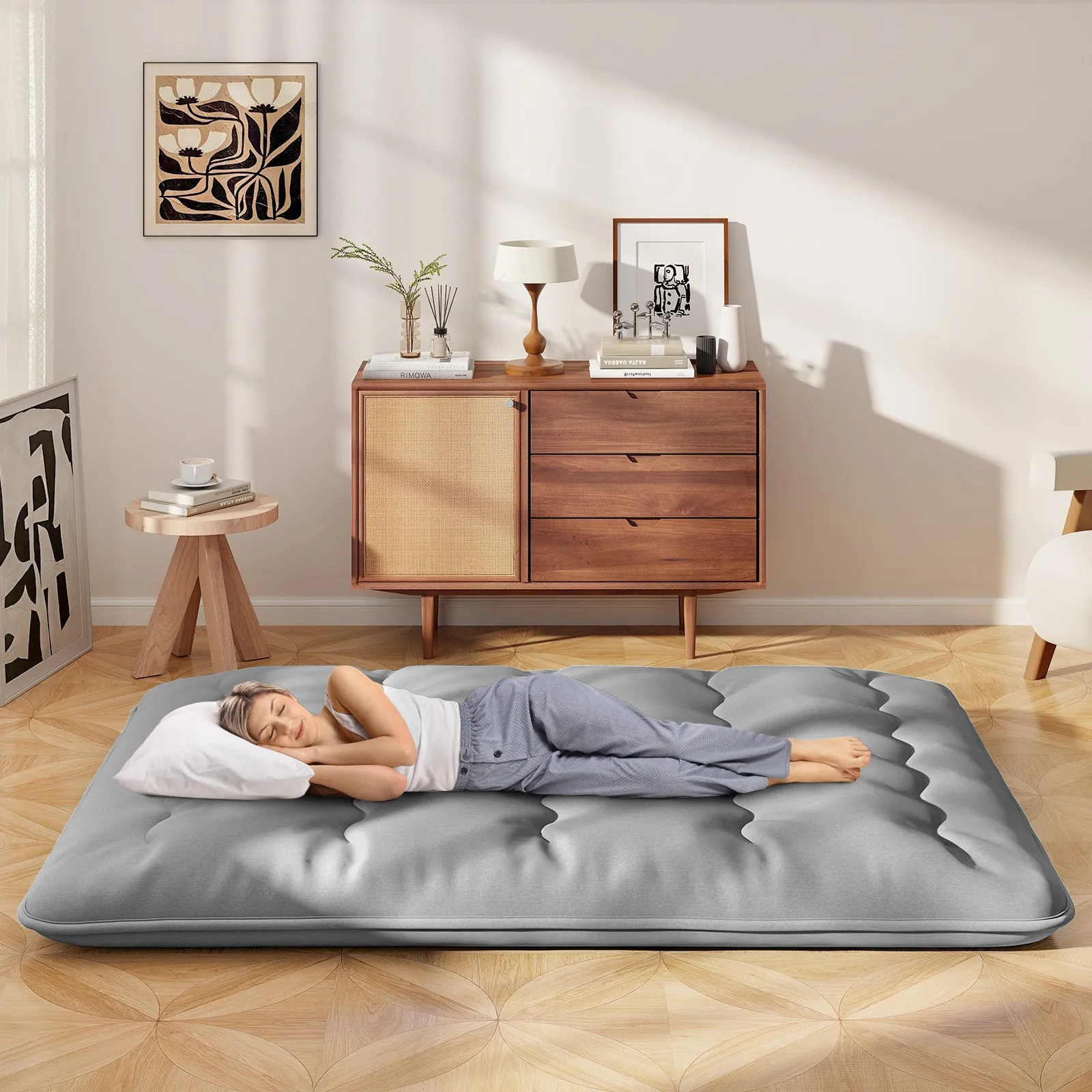 Japanese Floor Mattress with Washable Cover and Carry Bag