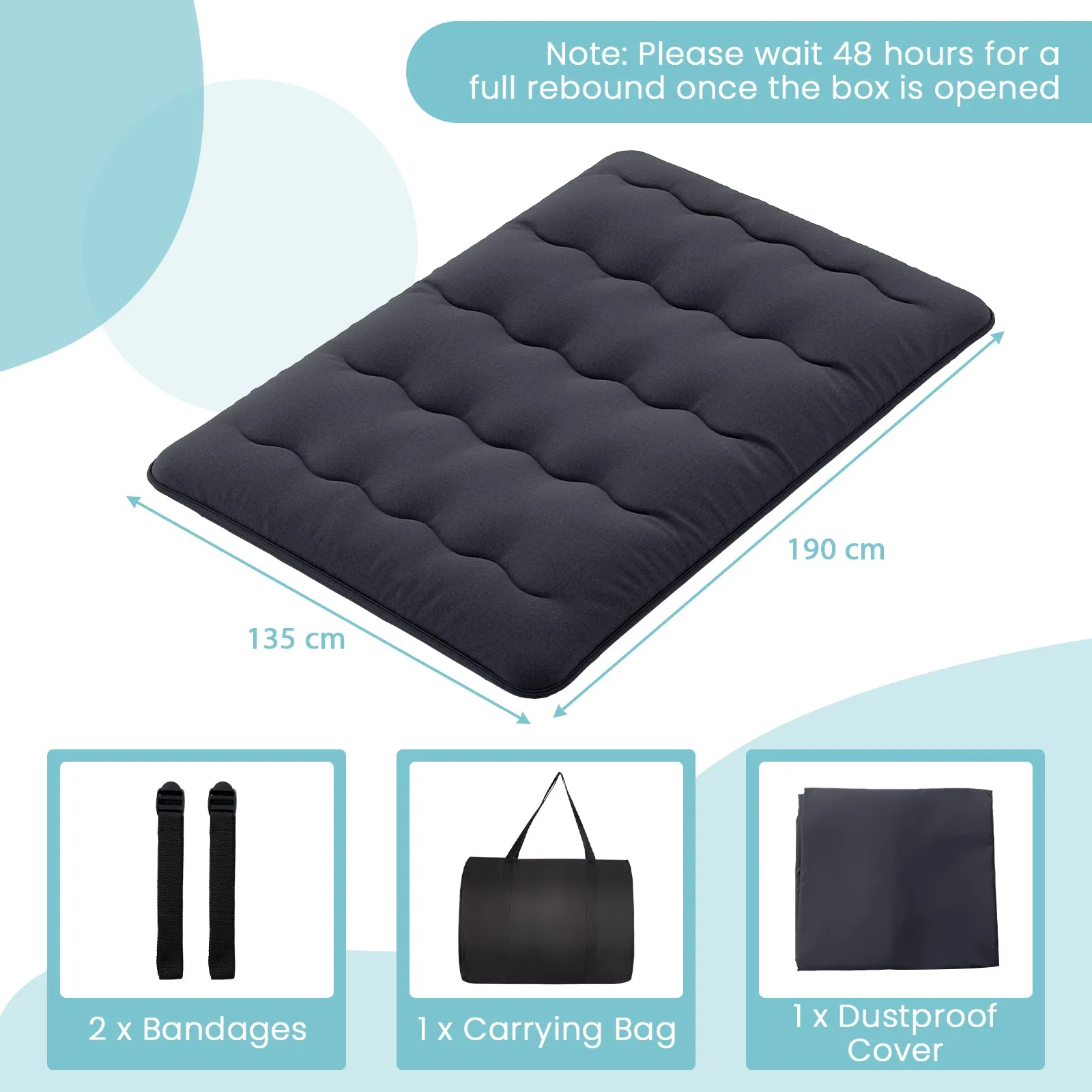 Japanese Floor Mattress with Washable Cover and Carry Bag