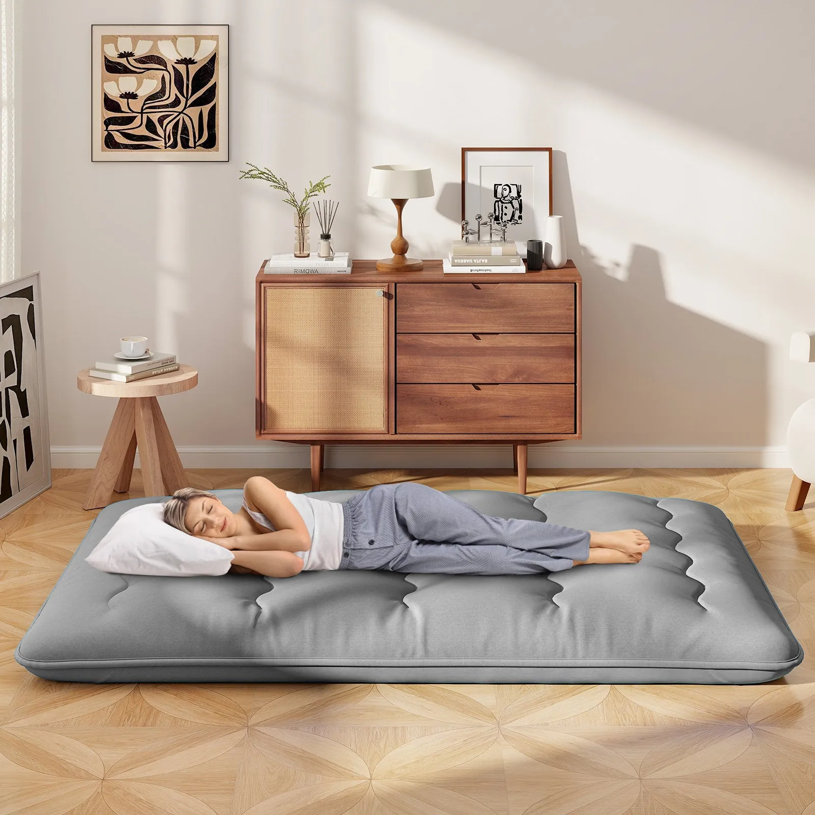 Japanese Floor Mattress with Washable Cover and Carry Bag