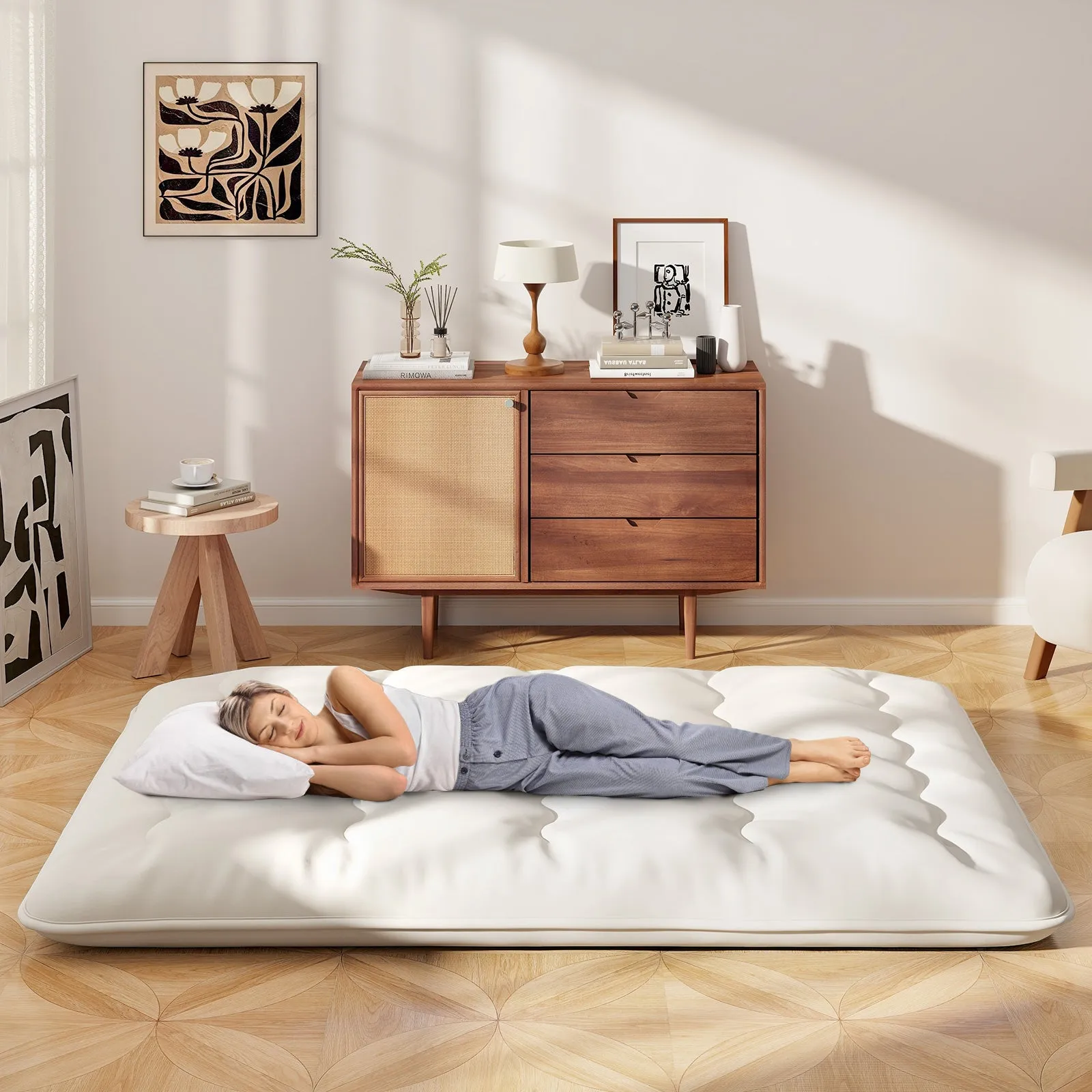 Japanese Floor Mattress with Washable Cover and Carry Bag