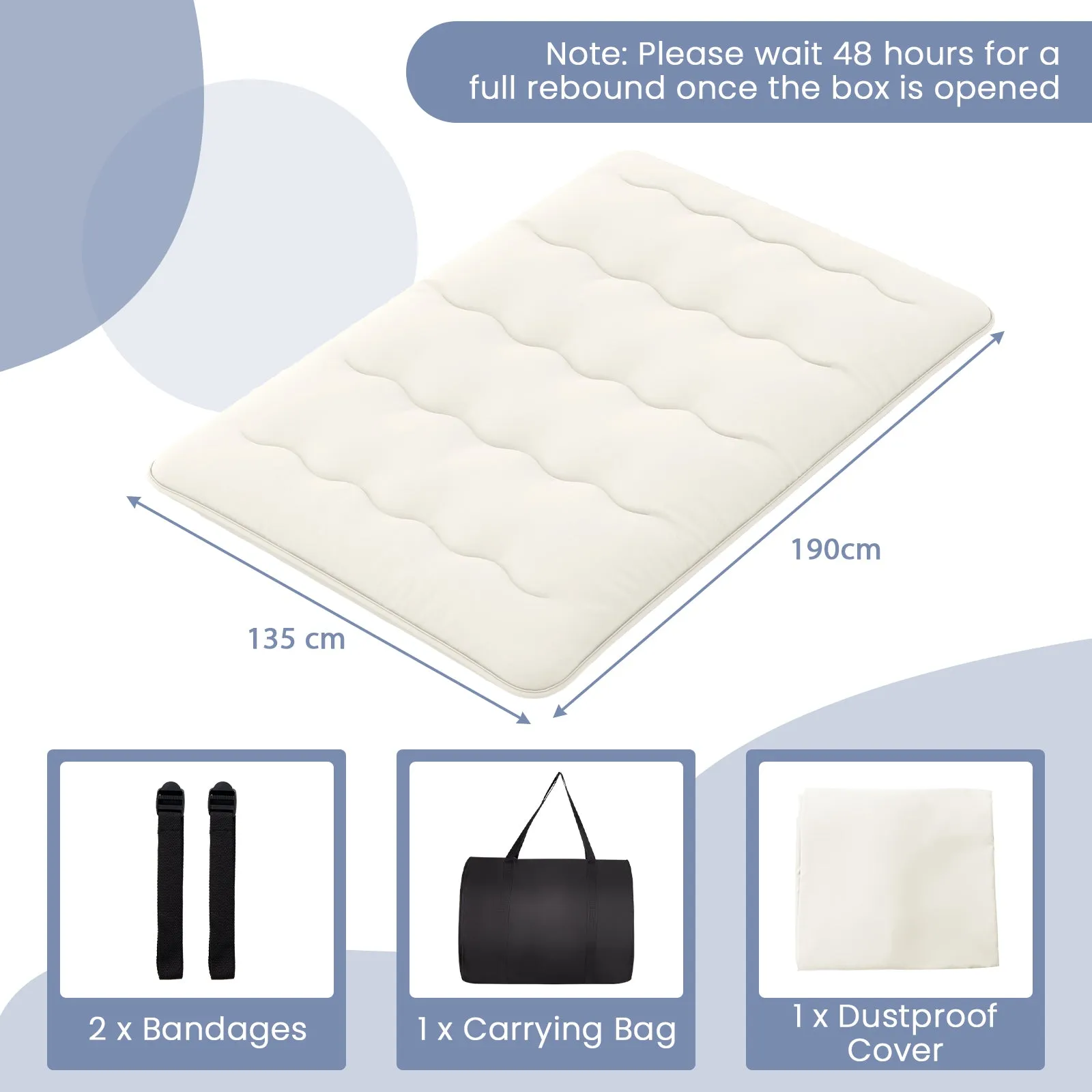 Japanese Floor Mattress with Washable Cover and Carry Bag
