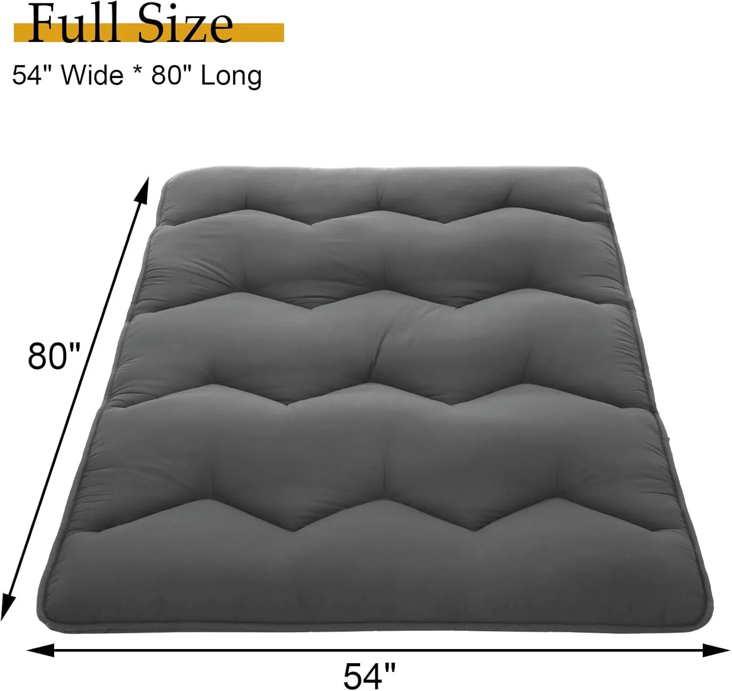 Japanese Futon Mattress, Full Size Foldable Japanese Style Floor Mattress Roll Up, Tatami Mat, Camping Mattress Pad, Dark Grey