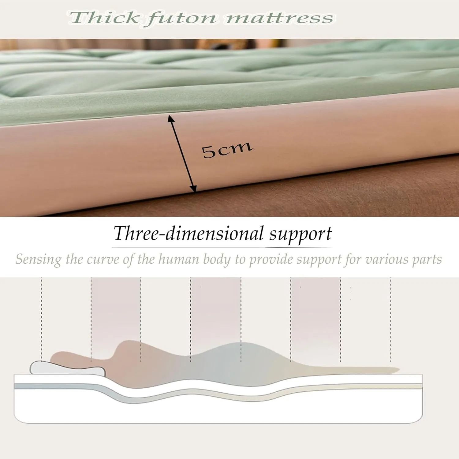 Japanese Futon Mattress,Thicken Sleeping Pad,Guest Mattress for Floor,Soft Sofa Bed,Queen/King Size Futon,Portable Roll Up Travel Camping(B,Twin(35.4"X80"))