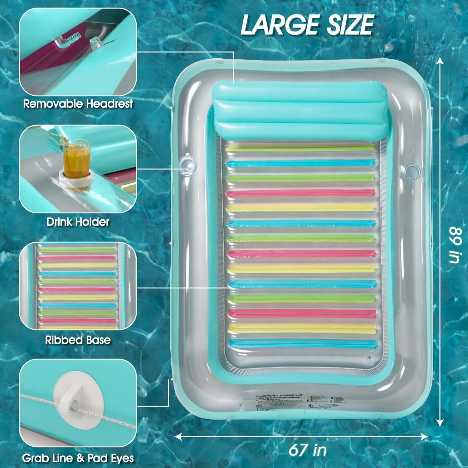 Jasonwell 4 in 1 Inflatable Tanning Pool Lounger Float - Sun Tan Tub Sunbathing Lounge Raft Floatie Toys Water Filled Bed Mat Pad for Adult Blow Up Kiddie Kids Ball Pit XXL