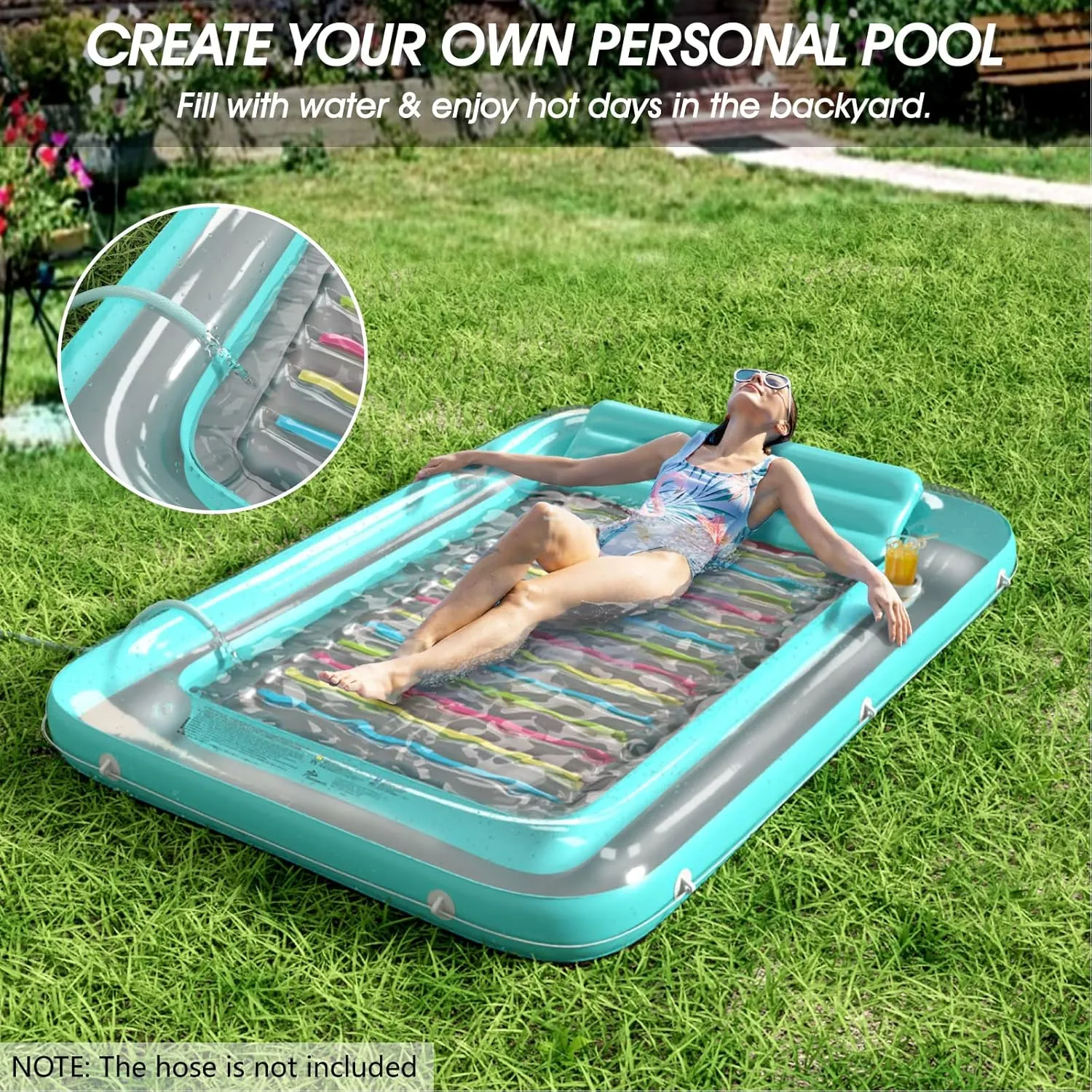 Jasonwell 4 in 1 Inflatable Tanning Pool Lounger Float - Sun Tan Tub Sunbathing Lounge Raft Floatie Toys Water Filled Bed Mat Pad for Adult Blow Up Kiddie Kids Ball Pit XXL
