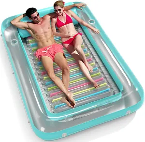 Jasonwell 4 in 1 Inflatable Tanning Pool Lounger Float - Sun Tan Tub Sunbathing Lounge Raft Floatie Toys Water Filled Bed Mat Pad for Adult Blow Up Kiddie Kids Ball Pit XXL