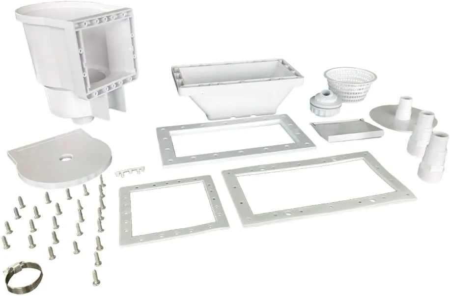 JED Pool Tools 45-430 Wide Mouth Thru-The-Wall Skimmer & Complete Acce, White