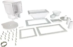 JED Pool Tools 45-430 Wide Mouth Thru-The-Wall Skimmer & Complete Acce, White