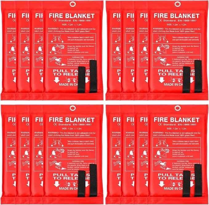 Jerify 16 Pack Fire Blanket for Home Emergency Fire Blanket 47 x 47 Inch Kitchen Fire Suppression Blanket Fiberglass Fire Blanket Flame Retardant Protection and Heat Insulation (Red)
