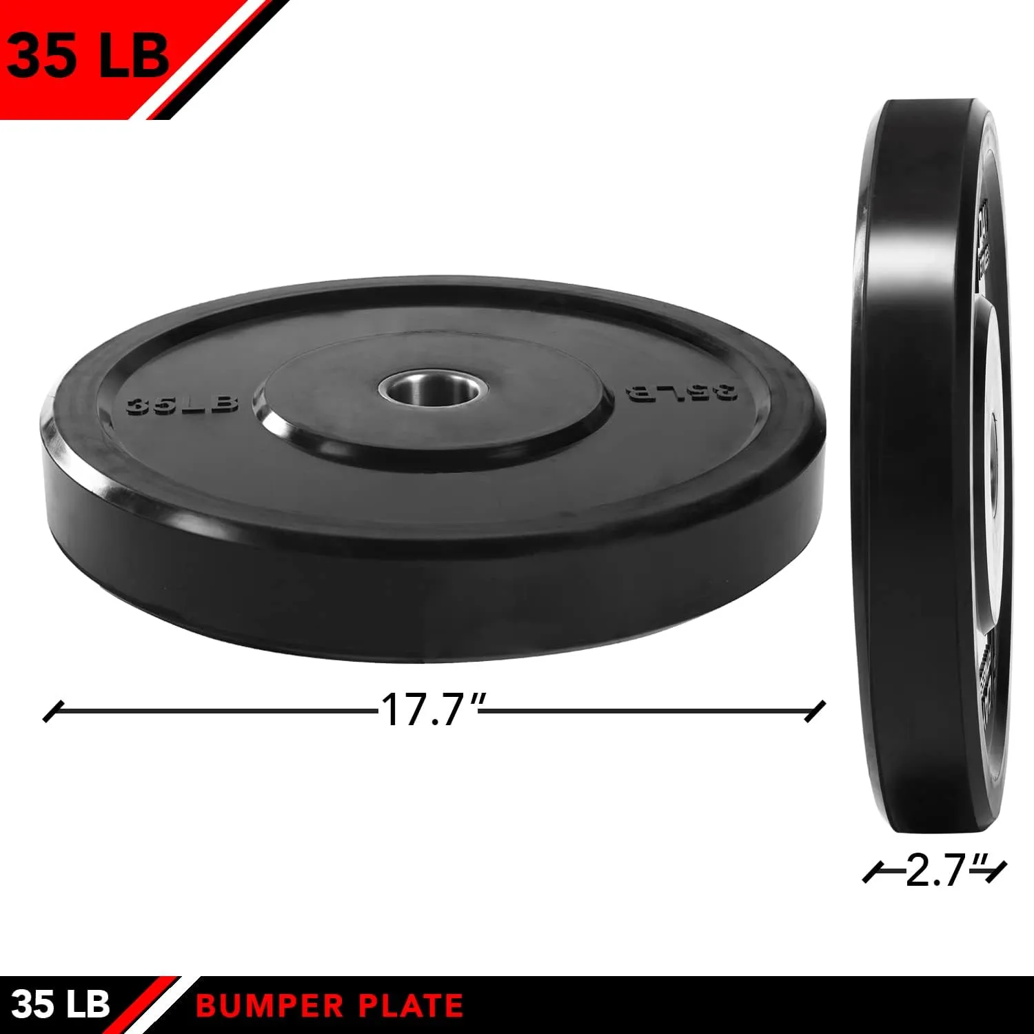 JFIT Olympic 2" Cast Iron Grip Plate OR 2" Rubber Bumper Plates for Barbell - Singles OR Pairs - 6 Weights Available (2.5lbs to 45lbs) Plates for Strength Training, Weightlifting, Bodybuilding