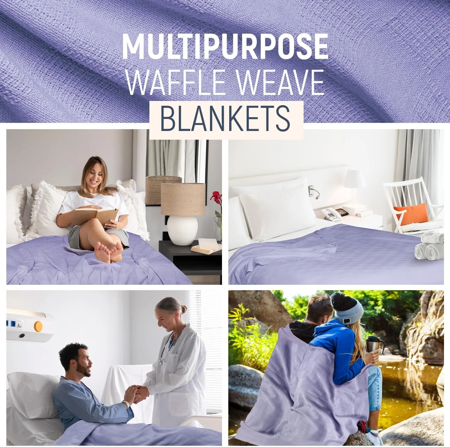 JMR 100% Cotton Blanket - Lightweight Summer Blanket King Size (108x90) - Thermal Throw for Bed, Sofa, Summer and All Seasons (Sky Blue)