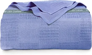JMR 100% Cotton Blanket - Lightweight Summer Blanket King Size (108x90) - Thermal Throw for Bed, Sofa, Summer and All Seasons (Sky Blue)