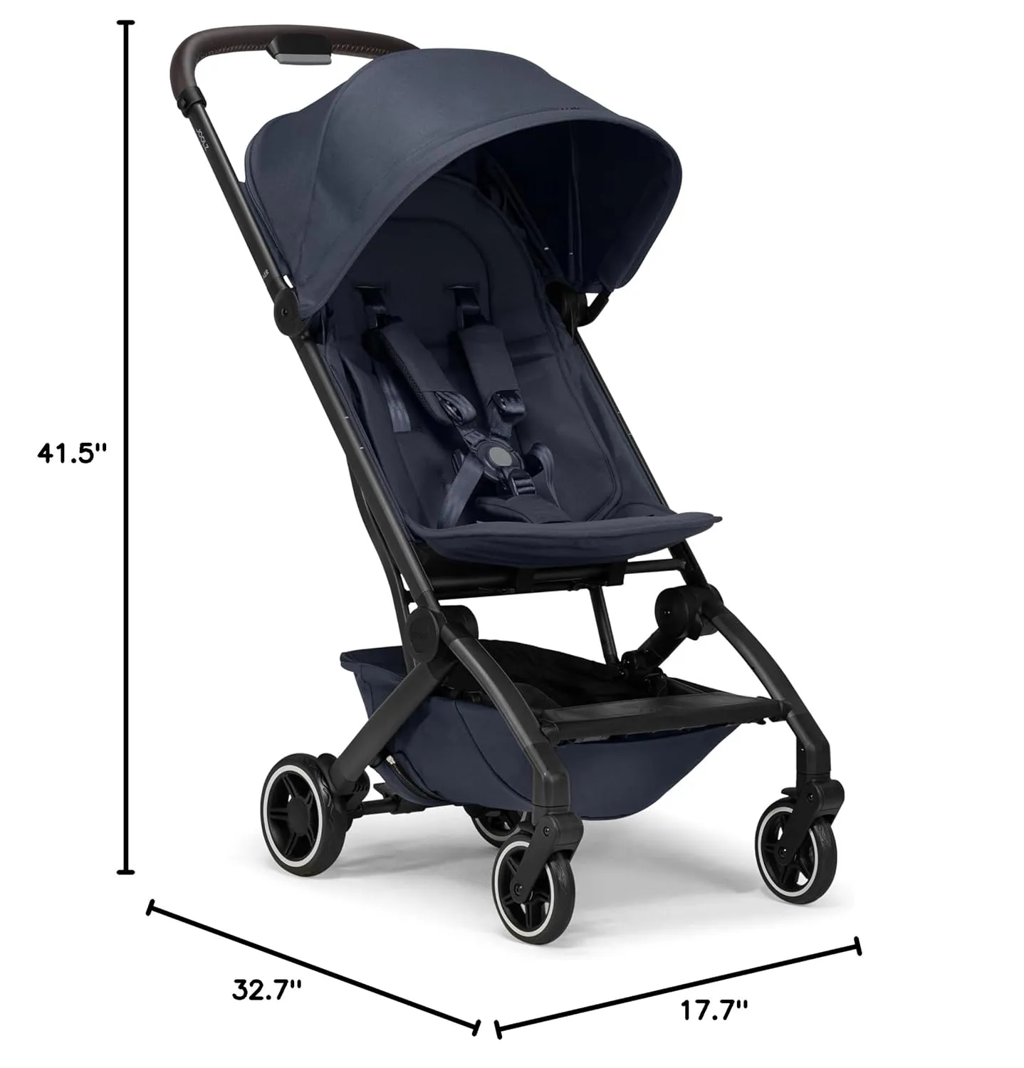 Joolz AER  Lightweight & Compact Travel Stroller - Portable One-Hand Fold Design - Ergonomic Seat for Infant & Toddler (up to 50 lb) - XXL Sun Hood - Stroller for Airplane -Travel Pouch -Navy Blue